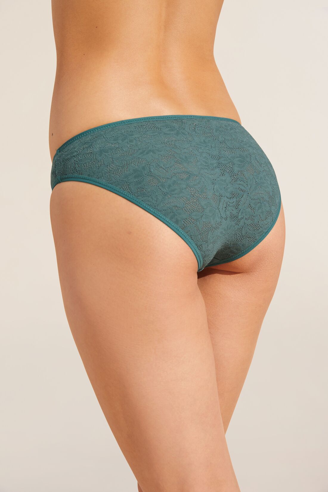 Soft Stretch Recycled Lace High Leg Brief - Agave